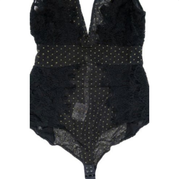 Free People Breaking Hearts Black Lace Bodysuit M - Picture 5 of 8